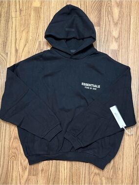 NEW Essentials Fear Of God FW24 Black Hoodie - Size XS